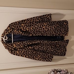 J Crew leopard teddy coat, L